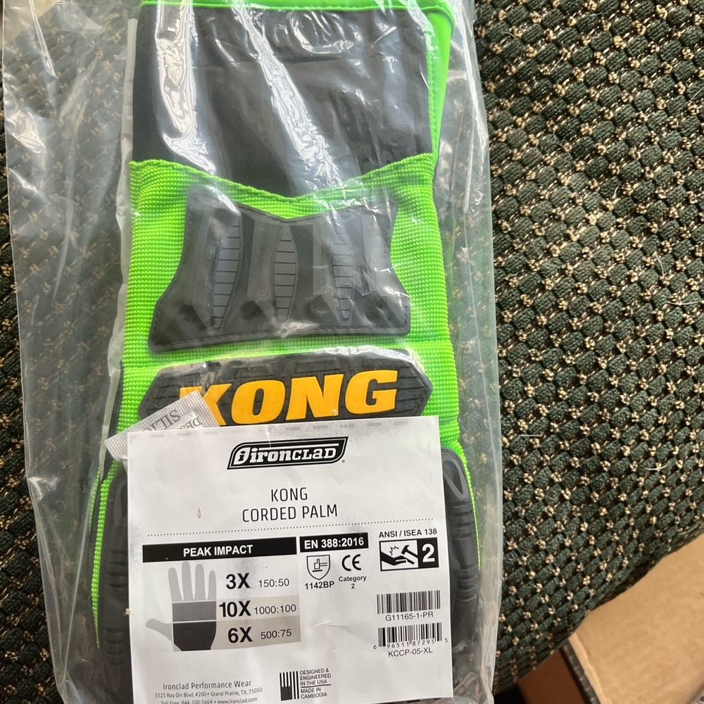 KONG IMPACT PROTECTION KONG RIGGER WORK GLOVES NEW XL.